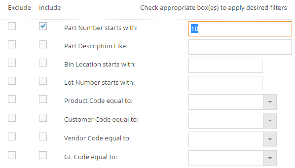 Report Filters - Include Selection