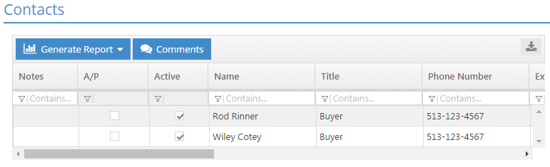 Line Item Details - Contacts