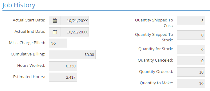 Line Item Details - Job History