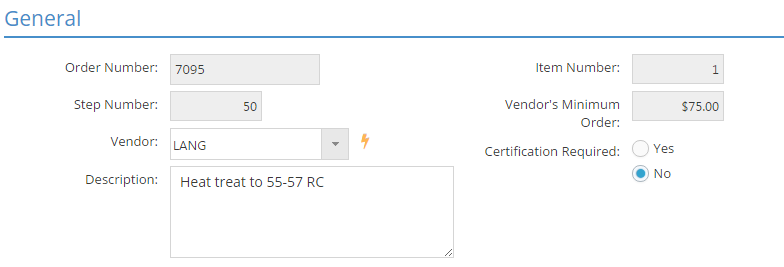 Vendor Step Details - General