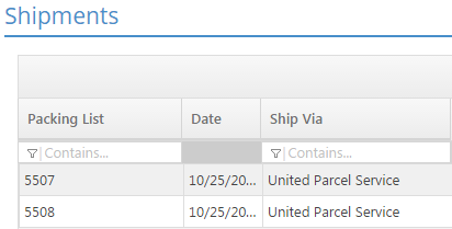 Shipments