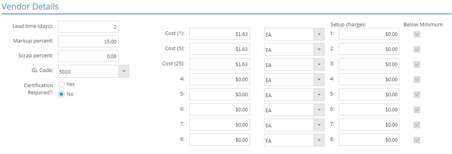 Vendor Step Details - Vendor Details