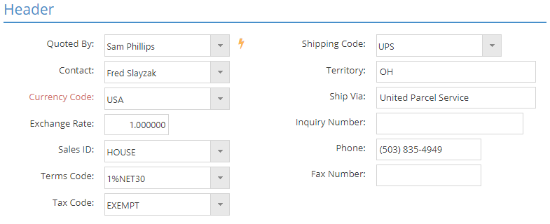 Header Section