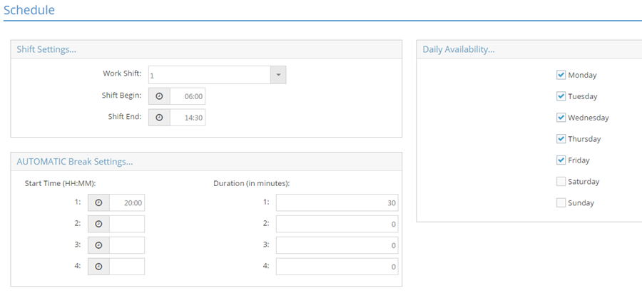 Employee Schedule Header